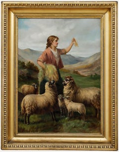 David W. Haddon (1859-1911) - Framed Late 19th Century Oil, Calling the Flock
