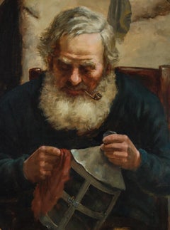 David W. Haddon (fl. Huile anglaise de 1884-1911):: Portrait d'un pêcheur de Cornouailles