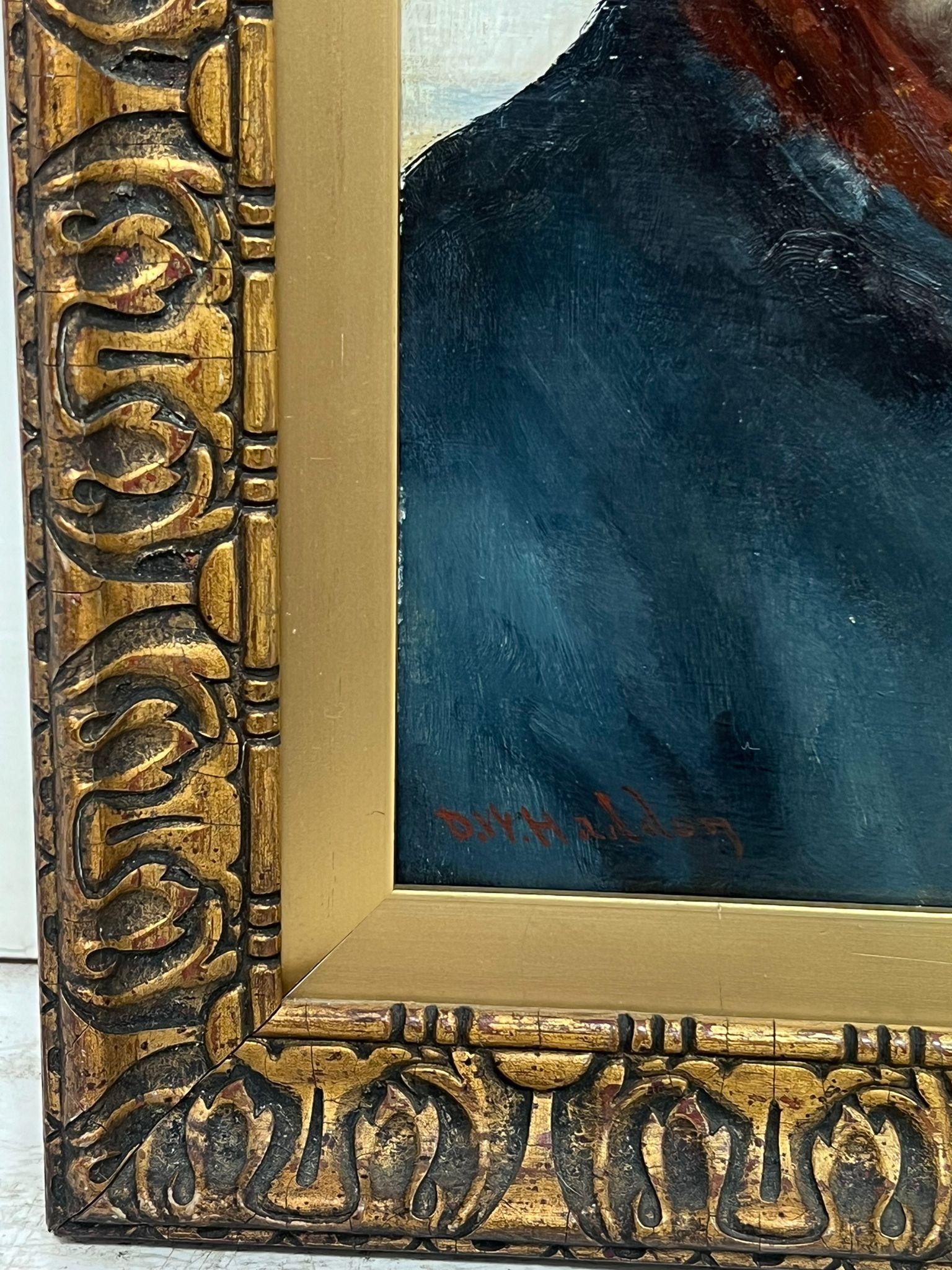 El pescador de Cornualles Pintura al óleo antigua inglesa firmada Retrato de hombre de mar - Painting Escuela inglesa de David W. Haddon 