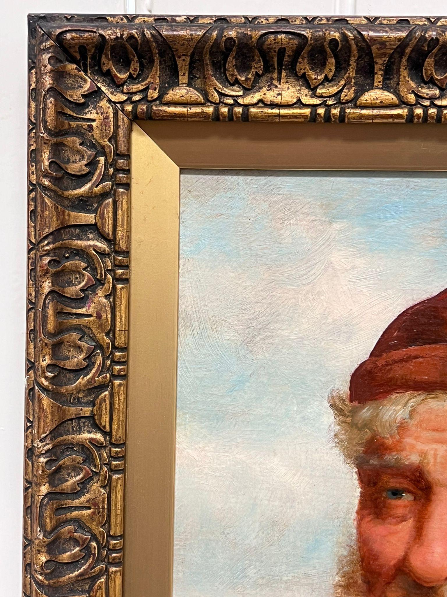 El pescador de Cornualles Pintura al óleo antigua inglesa firmada Retrato de hombre de mar en venta 2