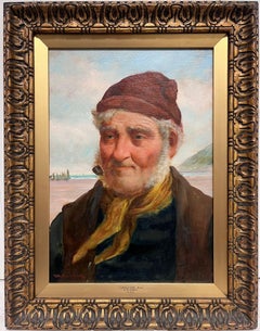 Antikes englisches signiertes Ölgemälde „The Cornish Fisherman“, Porträt eines Meeresmannes