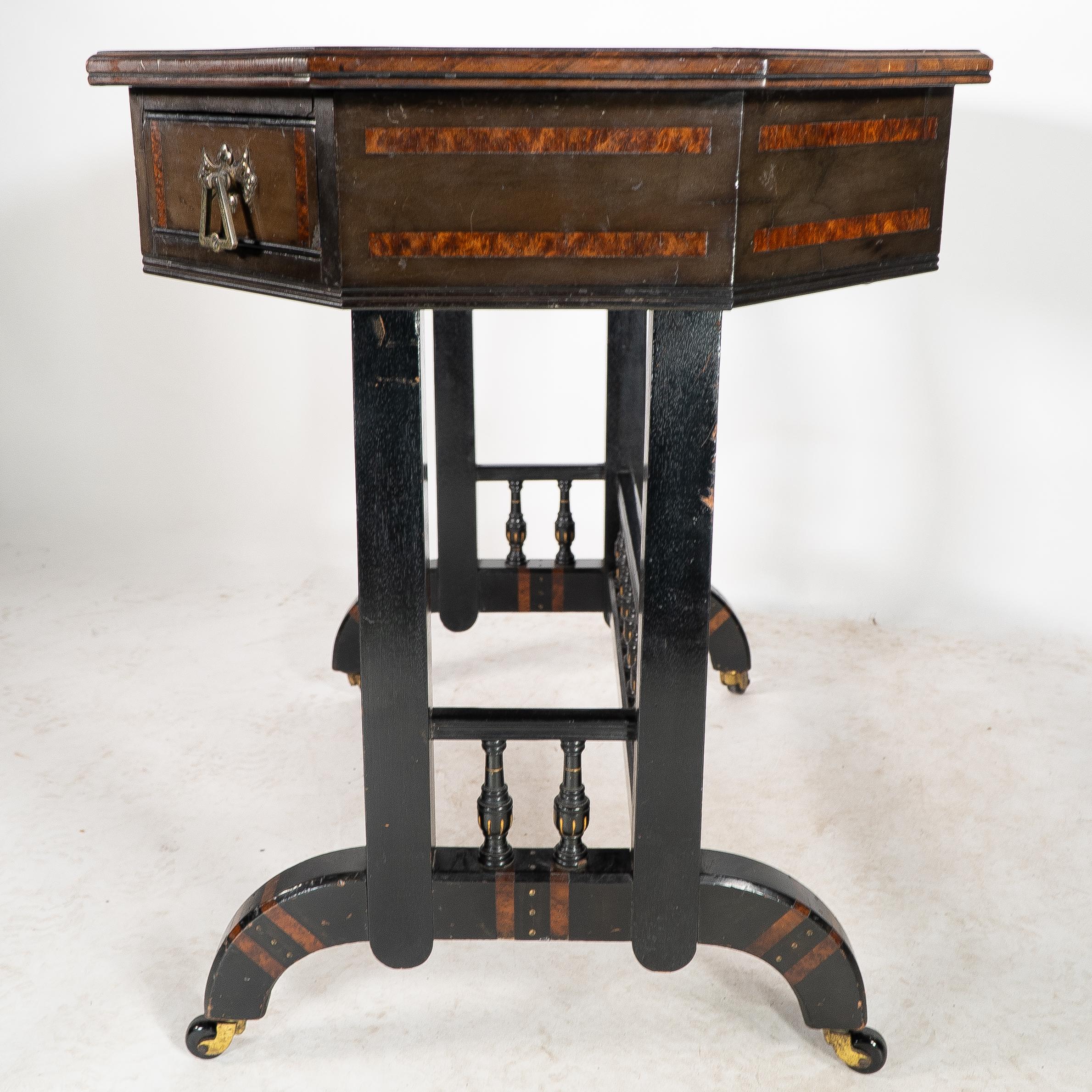 David Waddington. An Aesthetic Movement ebonized and parcel gilt writing desk For Sale 5