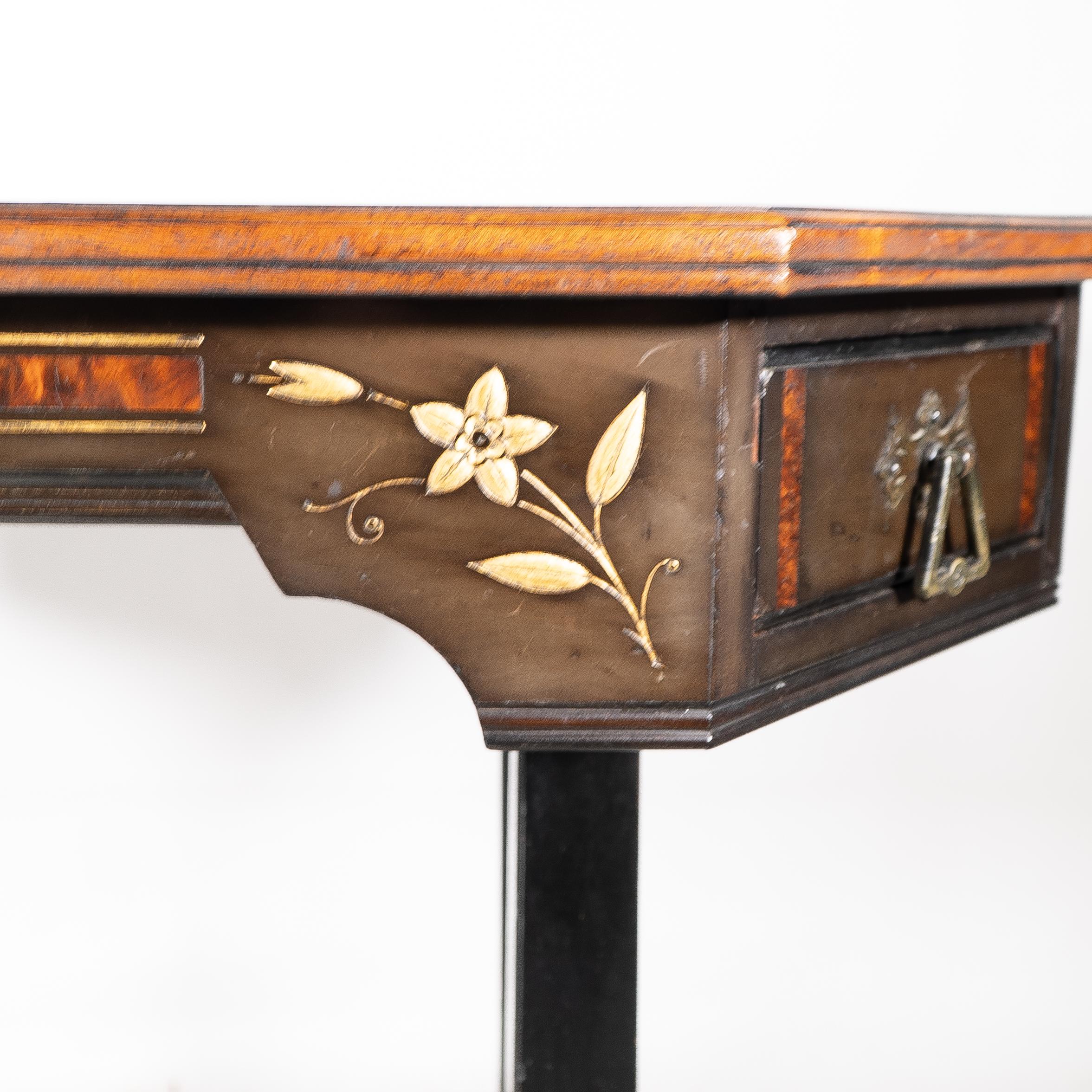 David Waddington. An Aesthetic Movement ebonized and parcel gilt writing desk For Sale 8