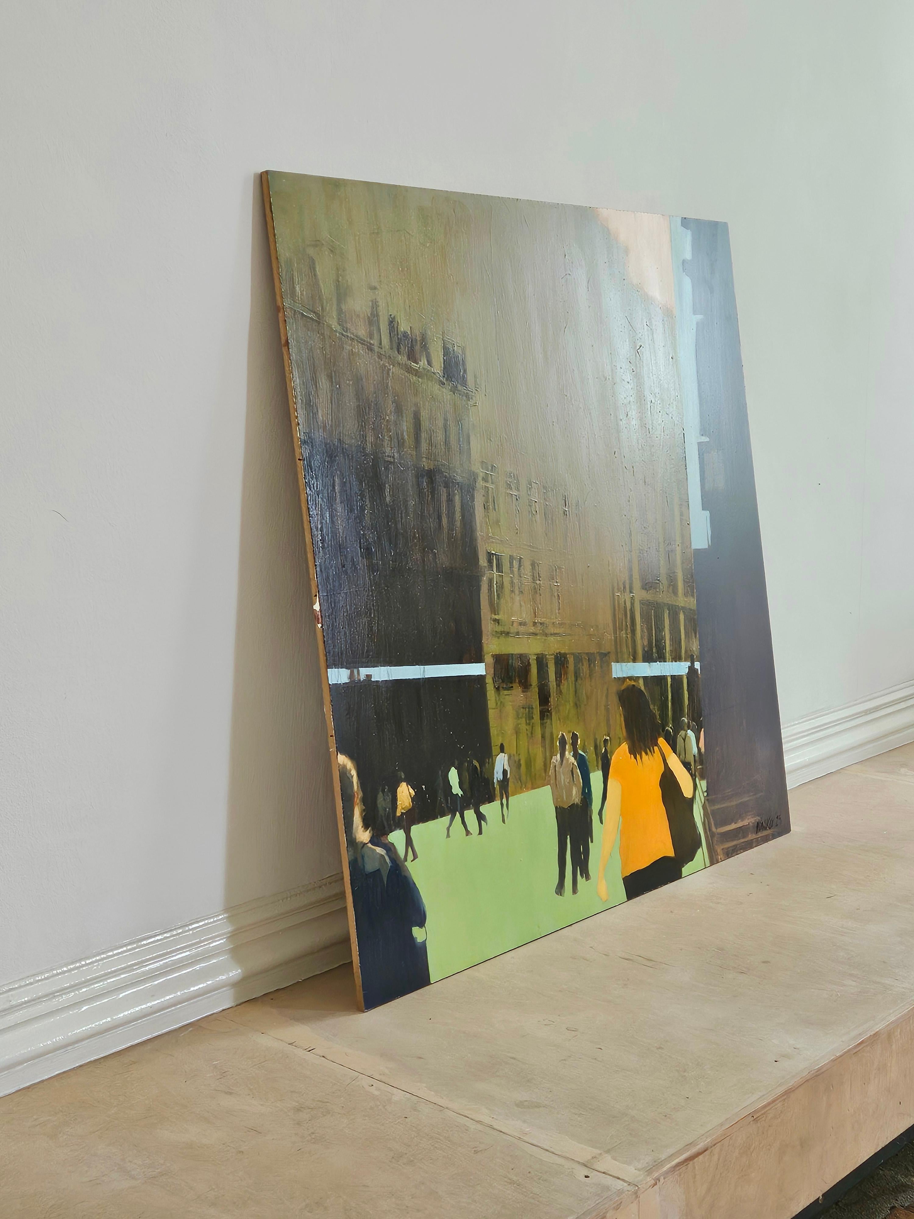 Movement in Leadenhall Street - Painting by David Walker 