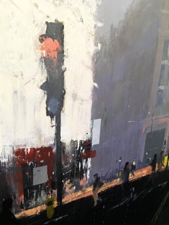 Bloomsbury -illustrative grey London cityscape architecture oil on board