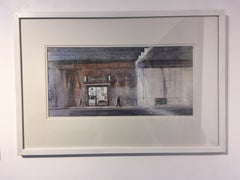 Cutting Through - aquarelle sur papier d'un paysage urbain londonien illustratif