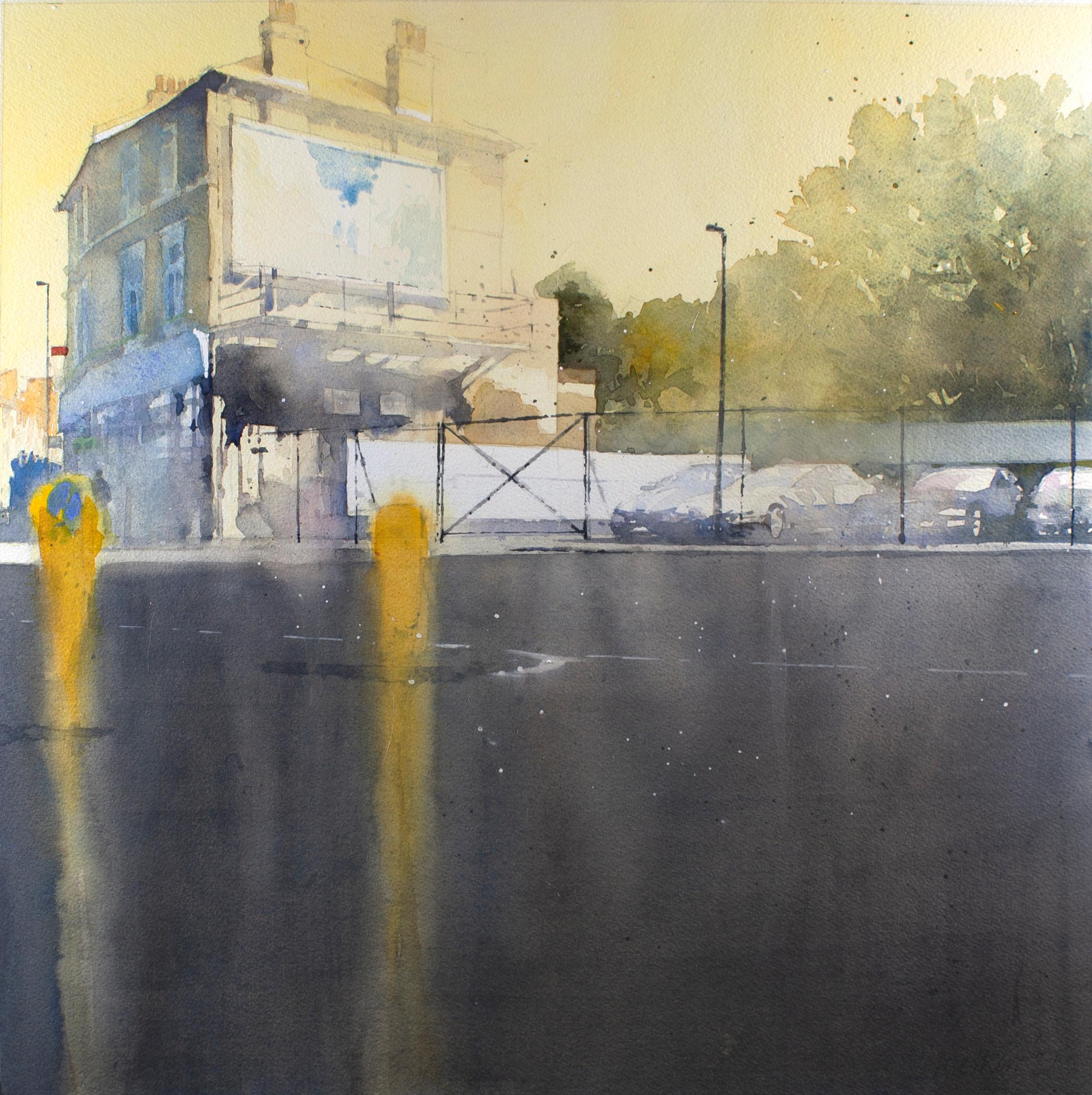 David Walker Landscape Painting - Disengaged - Contemporary Urban London Scene: Framed Watercolour on Paper