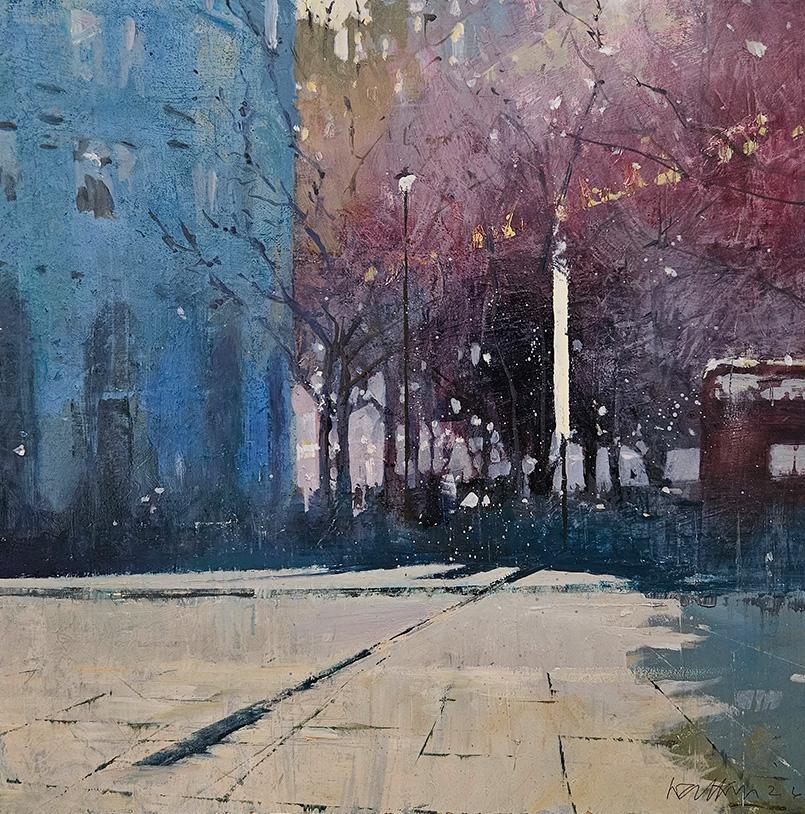 Ölgemälde „Northumberland Avenue“, moderner Stil, 30 x 30 cm, ohne Rahmen