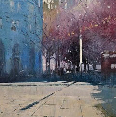 Northumbria Avenue Oil Painting, Modern Style, 30x30cm, Unframed