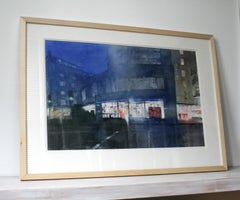 Öffnungszeit – zeitgenössische Aquarellarchitektur Londoner Nachtstraße