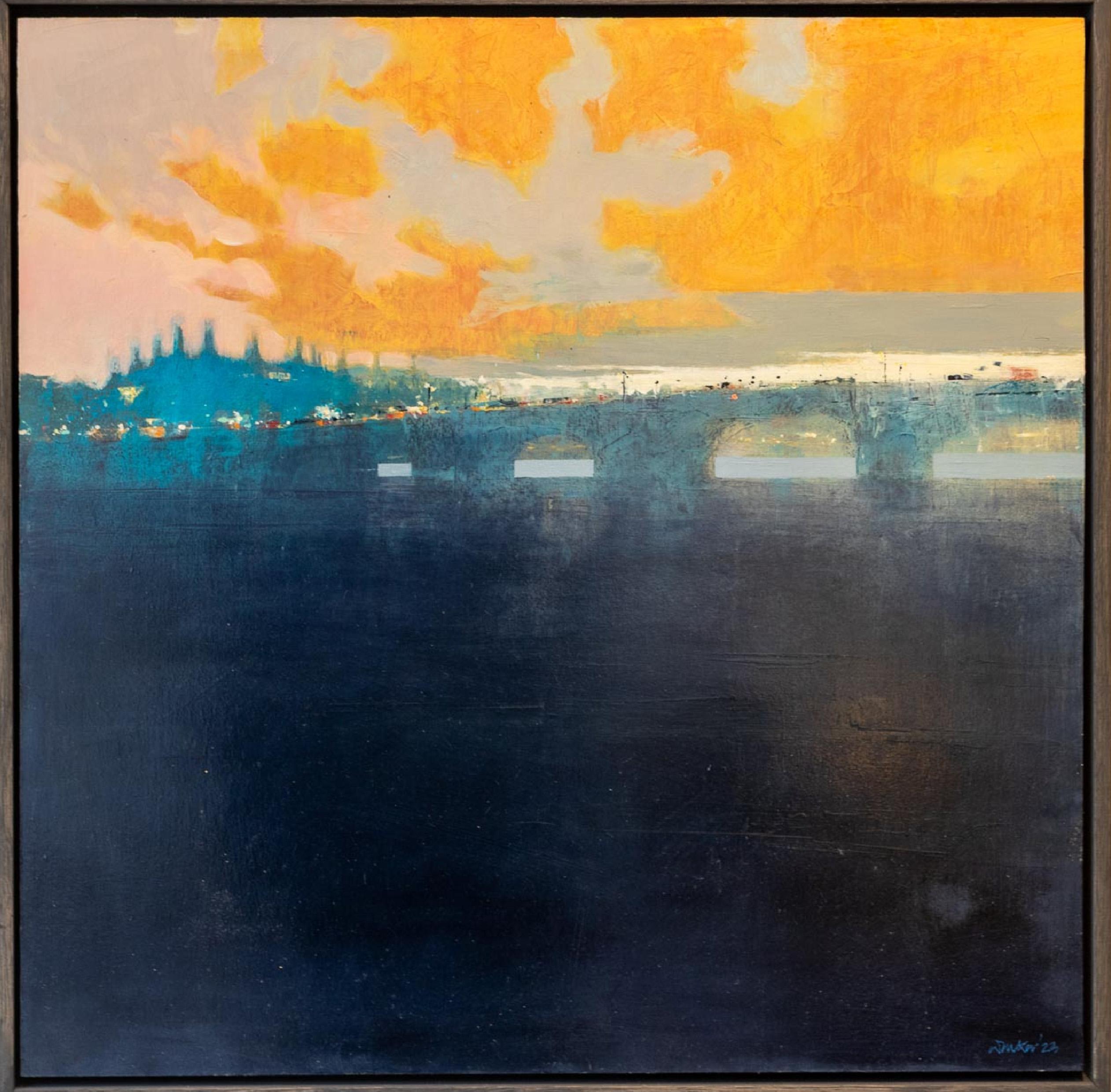 David Walker Landscape Painting – Sonnenaufgang, Westminster