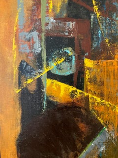 Abstract Mid Century Impressionistic Textured Oil Painting on Canvas Framed