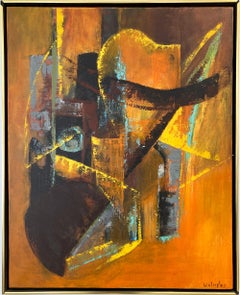 Abstract Mid Century Impressionistic Textured Oil Painting on Canvas Framed