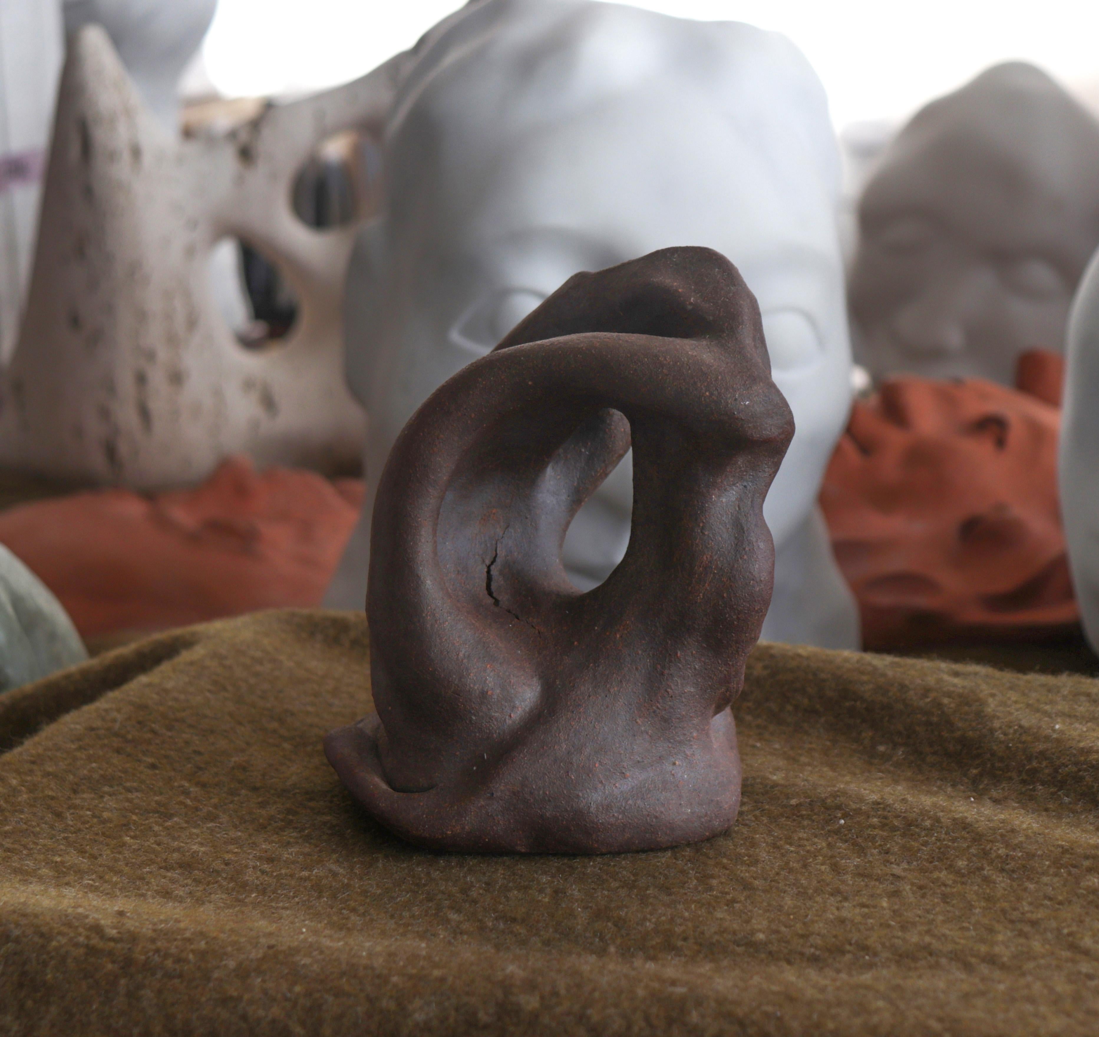 David Warner Abstract Sculpture - Flowing Organic Form 1979 Clay Sculpture