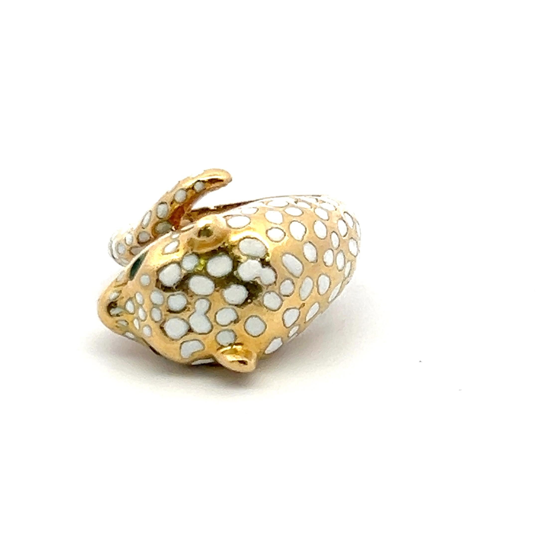 David Webb 0.04 Carat Emerald 18 Karat Two Tone Gold/Platinum Enamel Ring 3