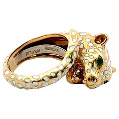David Webb 0.04 Carat Emerald 18 Karat Two Tone Gold/Platinum Enamel Ring