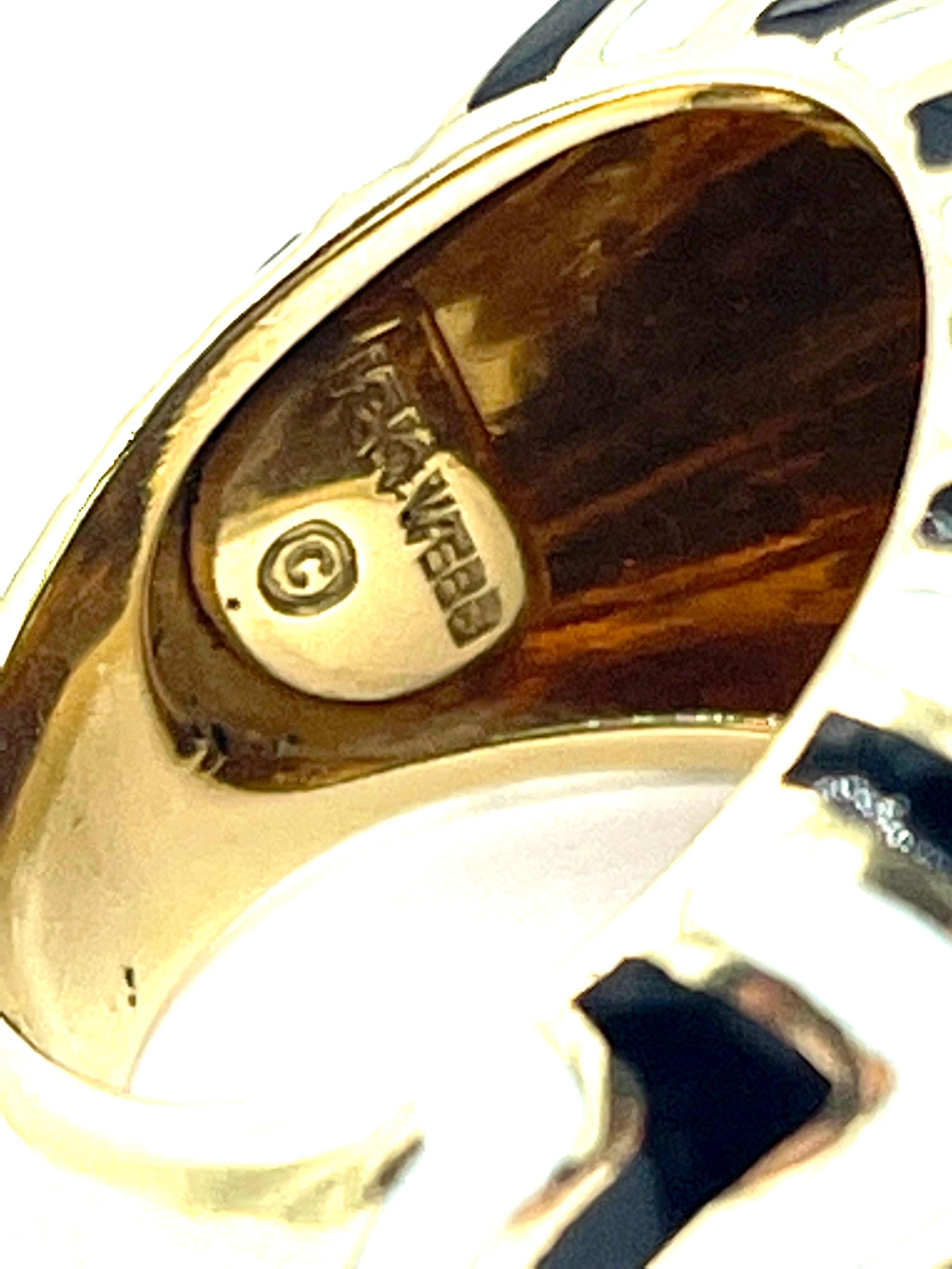 David Webb 0,50 Karat runder Brillant-Diamant und gestreifter Emaille-Cocktailring für Damen oder Herren im Angebot
