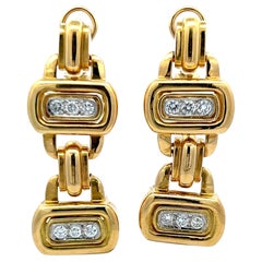 David Webb Pendientes colgantes de oro amarillo de 18 quilates con diamante brillante redondo de 0,84 quilates
