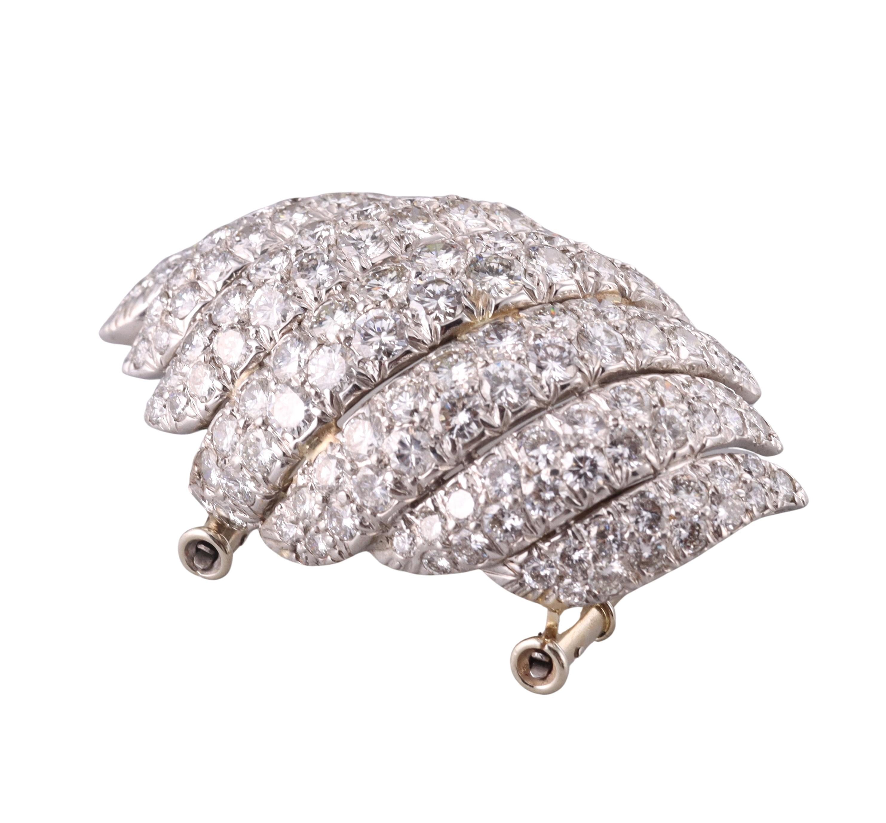 David Webb 10 Carat Diamond Platinum Brooch In Excellent Condition For Sale In New York, NY