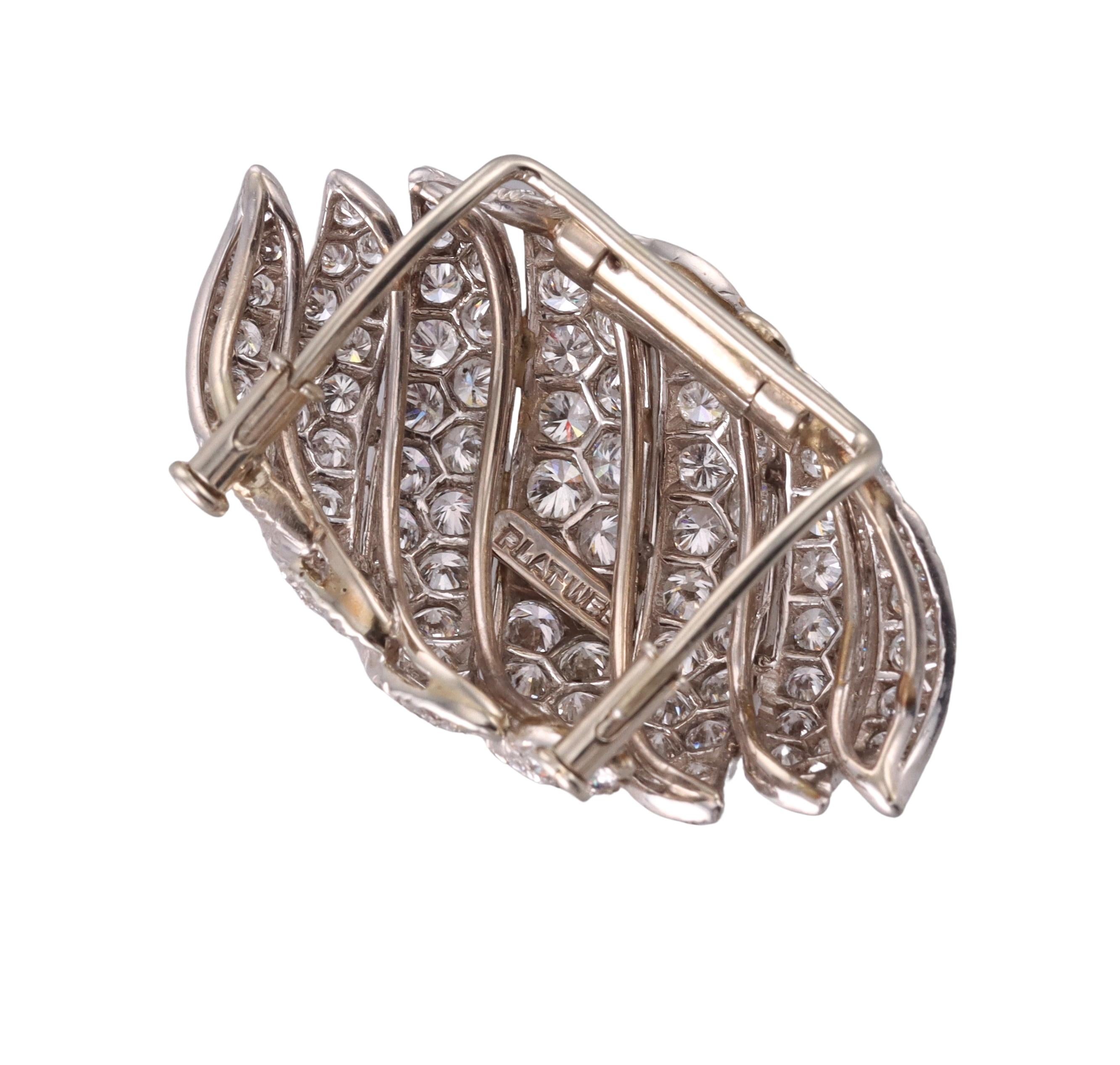 Platinbrosche von David Webb mit 10 Karat Diamanten Damen