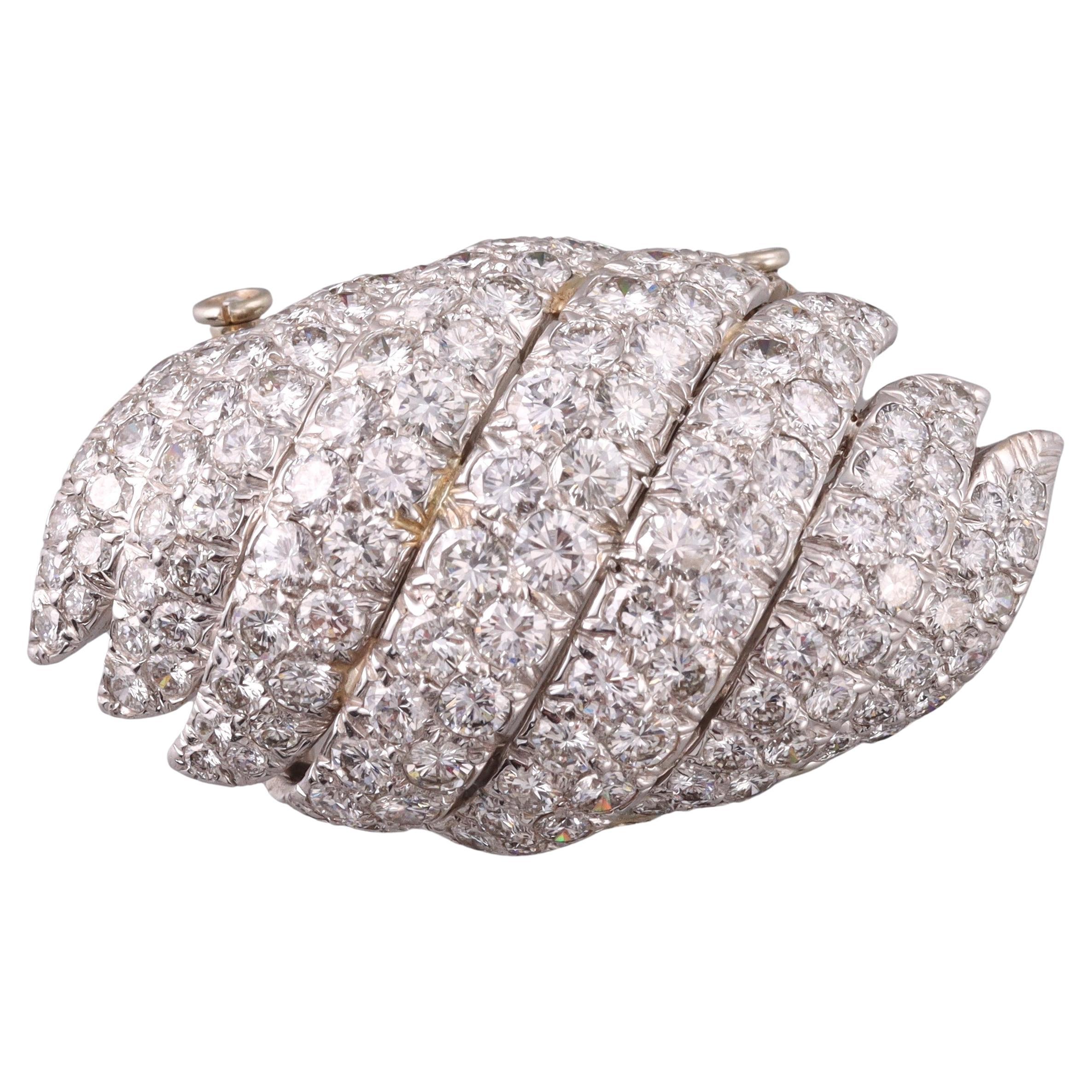 David Webb 10 Carat Diamond Platinum Brooch For Sale