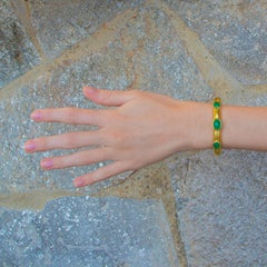 David Webb 10 Carat Cabochon Emeralds Cuff Bracelet 18 Karat Gold Handmade