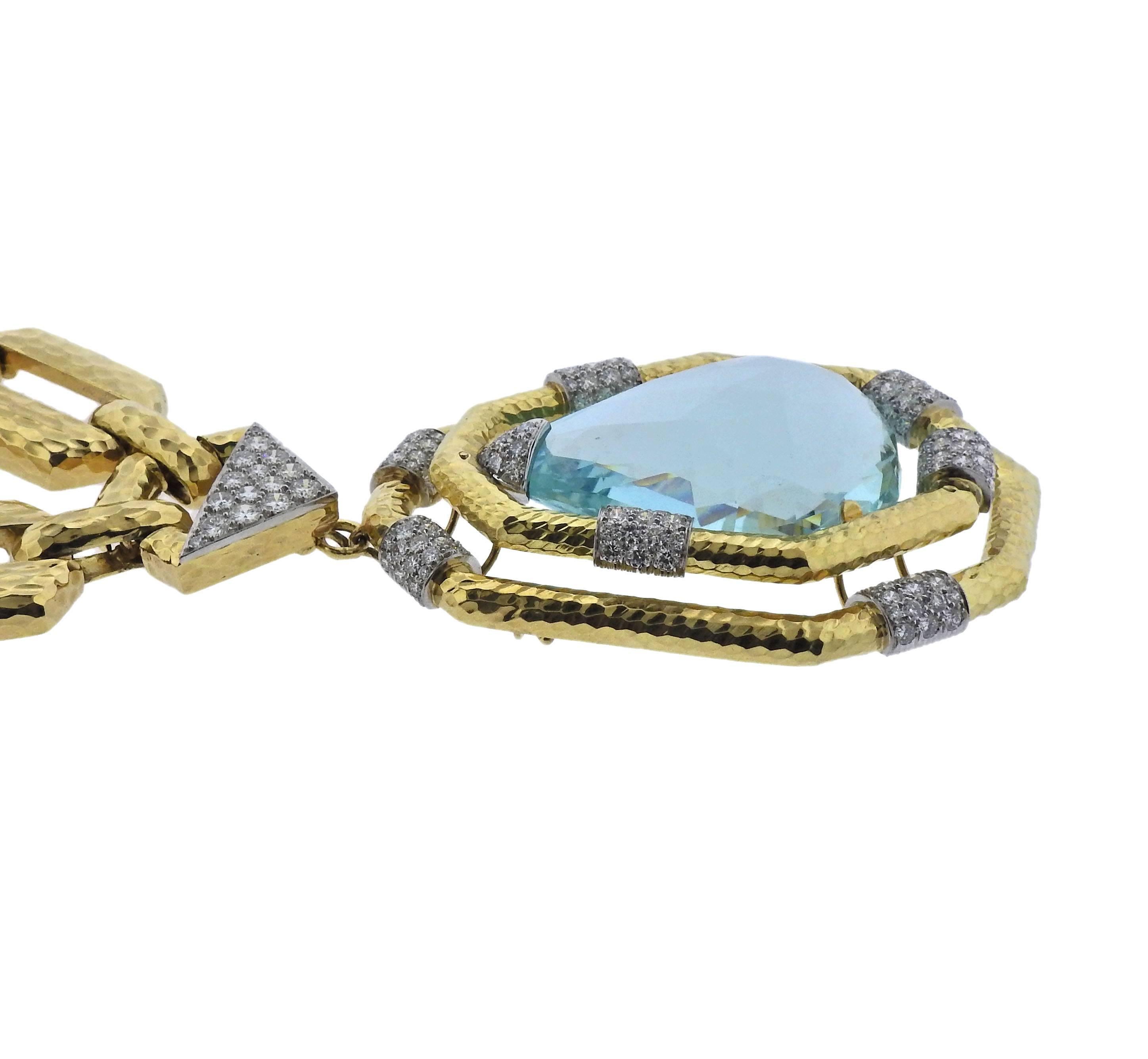 David Webb 117 Carat Aquamarine Diamond Gold Platinum Necklace Bracelet Suite In Excellent Condition In Lambertville, NJ