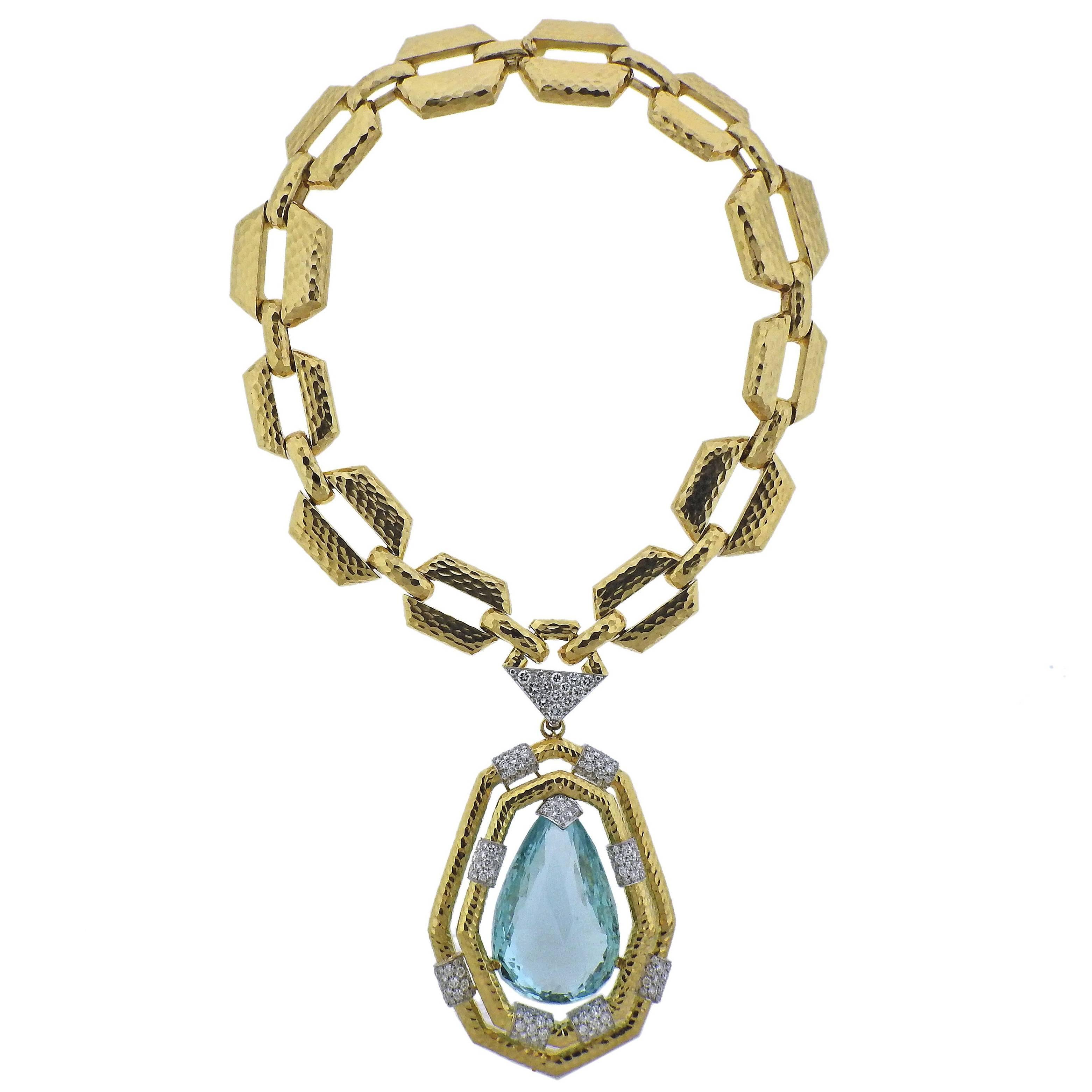 David Webb 117 Carat Aquamarine Diamond Gold Platinum Necklace Bracelet Suite