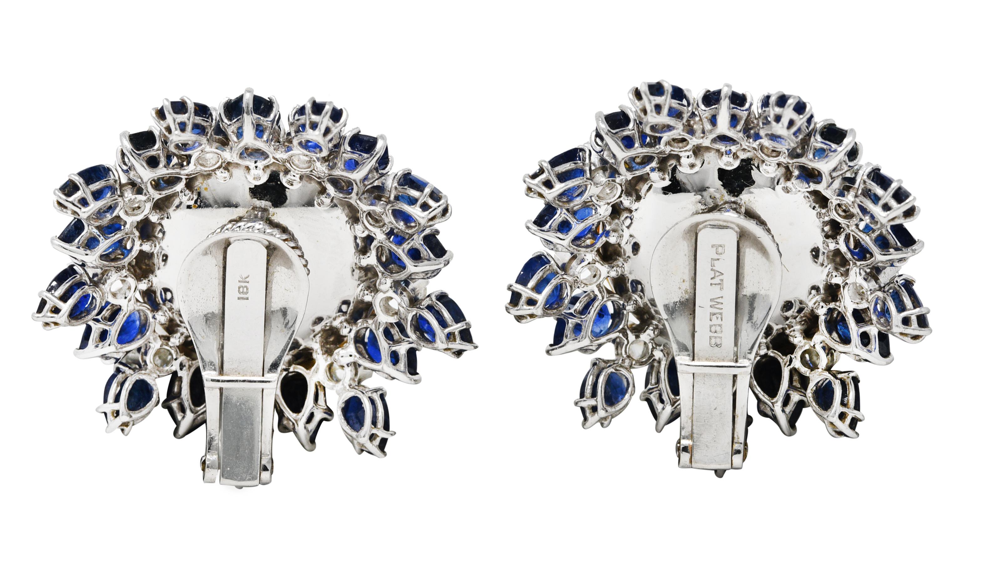 Platin-Cluster mit 12,80 Karat Saphir und Diamant-Mabe-Perlen von David Webb, Vintage (Tropfenschliff)