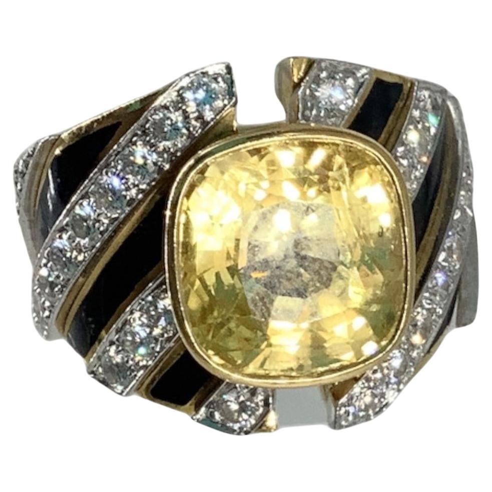 David Webb 13.00 Carat Sapphire 1.62 Carat Diamond 18K Gold Gems Stone Ring For Sale