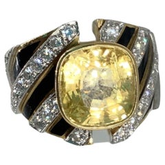 David Webb 13.00 Carat Sapphire 1.62 Carat Diamond 18K Gold Gems Stone Ring