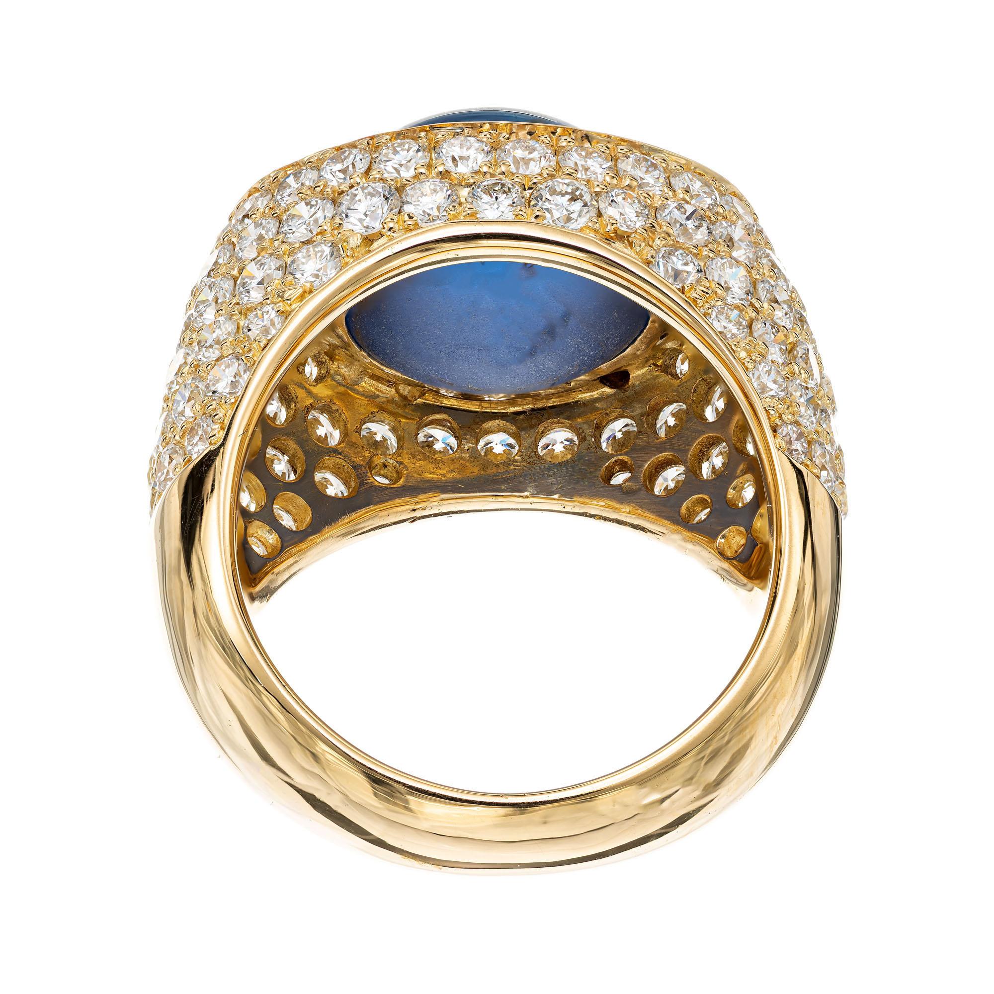 David Webb 14.4 Carat Star Sapphire Diamond Yellow Gold Dome Cocktail Ring For Sale 1