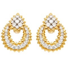 David Webb Clips d'oreilles en platine et or 18 carats