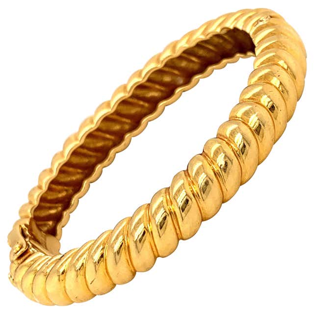 18 Karat Gold Enamel Emerald Ruby Bangle Bracelets For Sale at 1stDibs ...