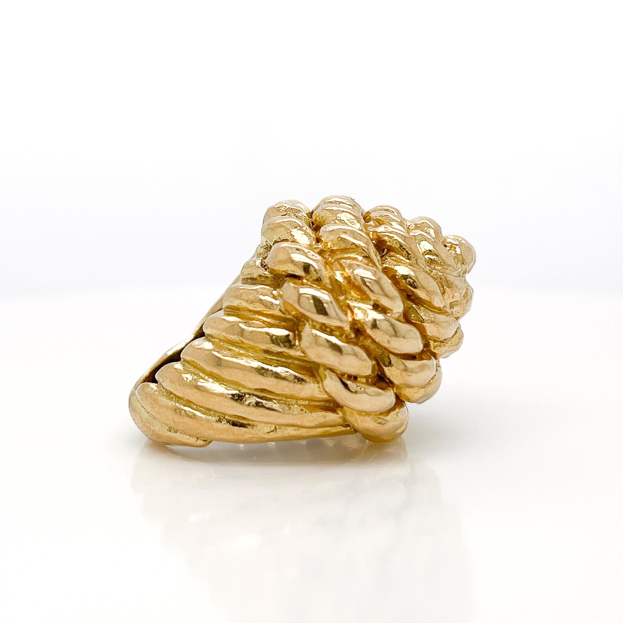 David Webb 18 Karat Gold Coiled Rope Cocktail Ring For Sale 4