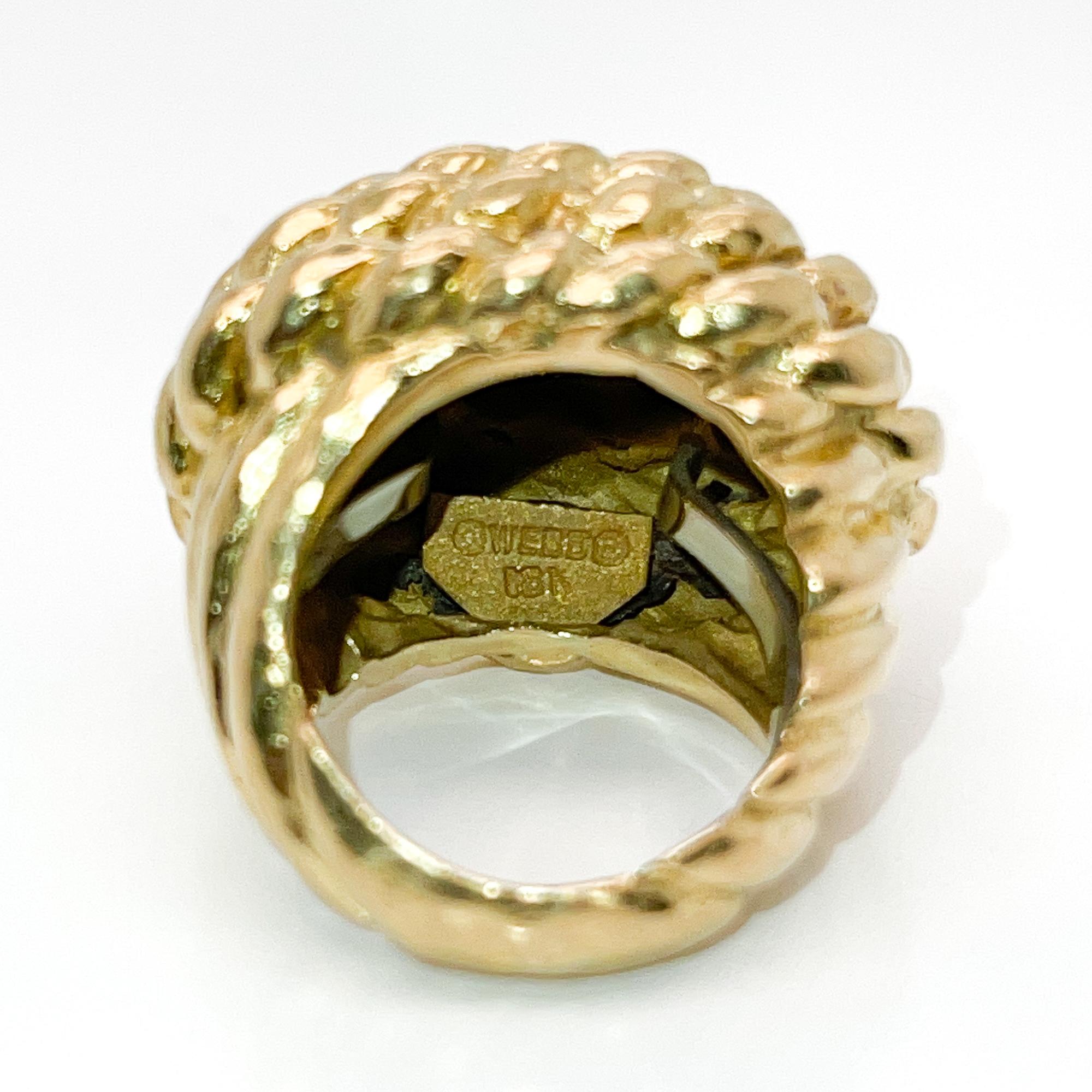 David Webb 18 Karat Gold Coiled Rope Cocktail Ring For Sale 7