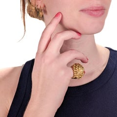 David Webb 18 Karat Gold Coiled Rope Cocktail Ring