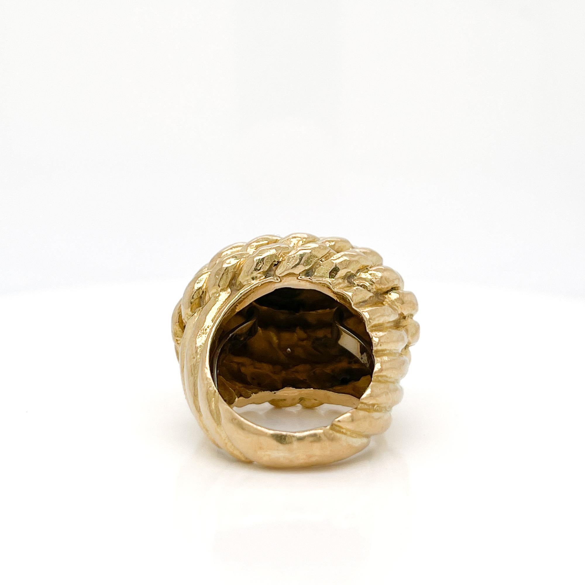 Women's David Webb 18 Karat Gold Coiled Rope Cocktail Ring For Sale