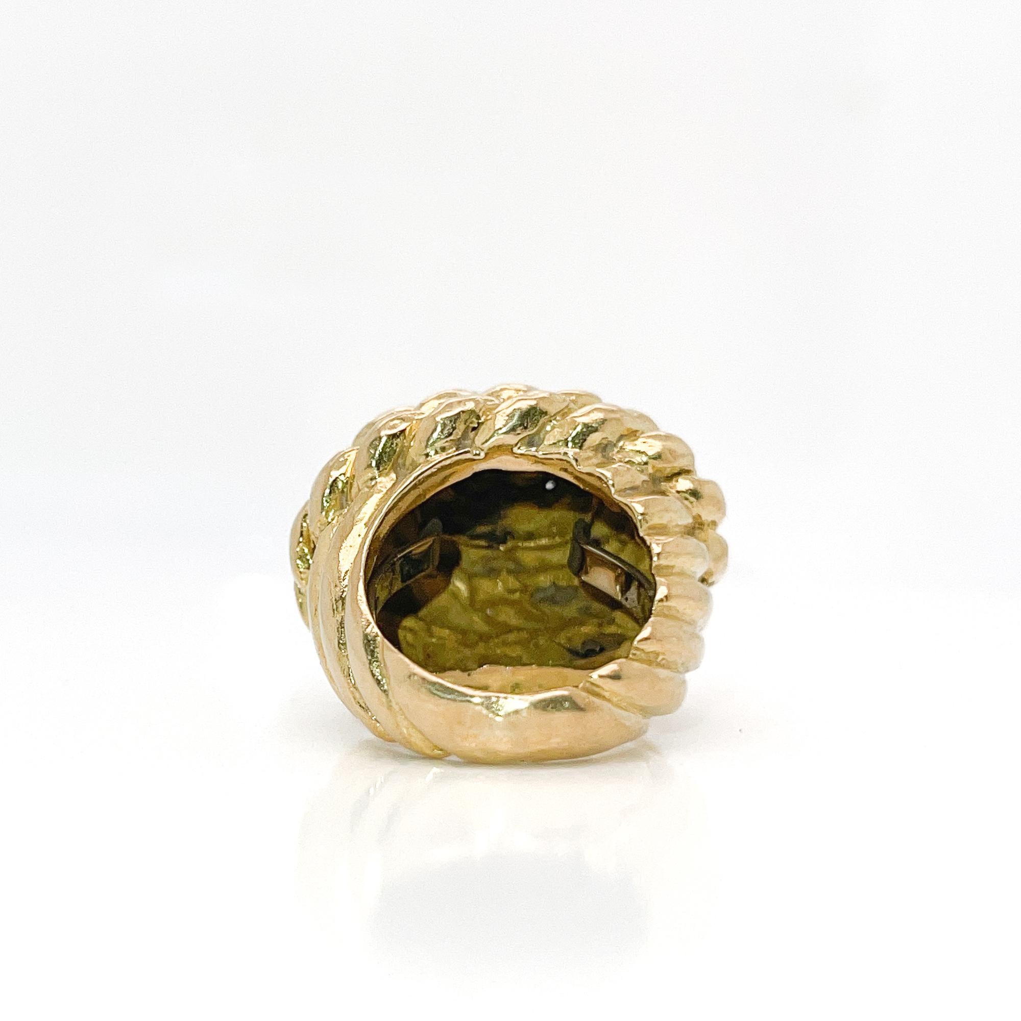 David Webb 18 Karat Gold Coiled Rope Cocktail Ring For Sale 2