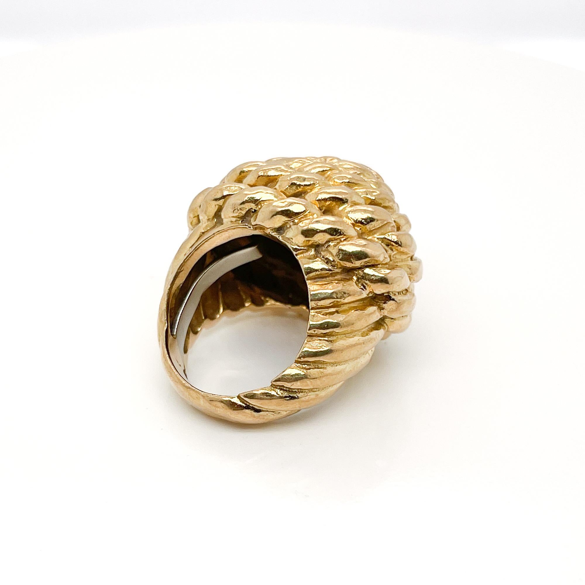 David Webb 18 Karat Gold Coiled Rope Cocktail Ring For Sale 3