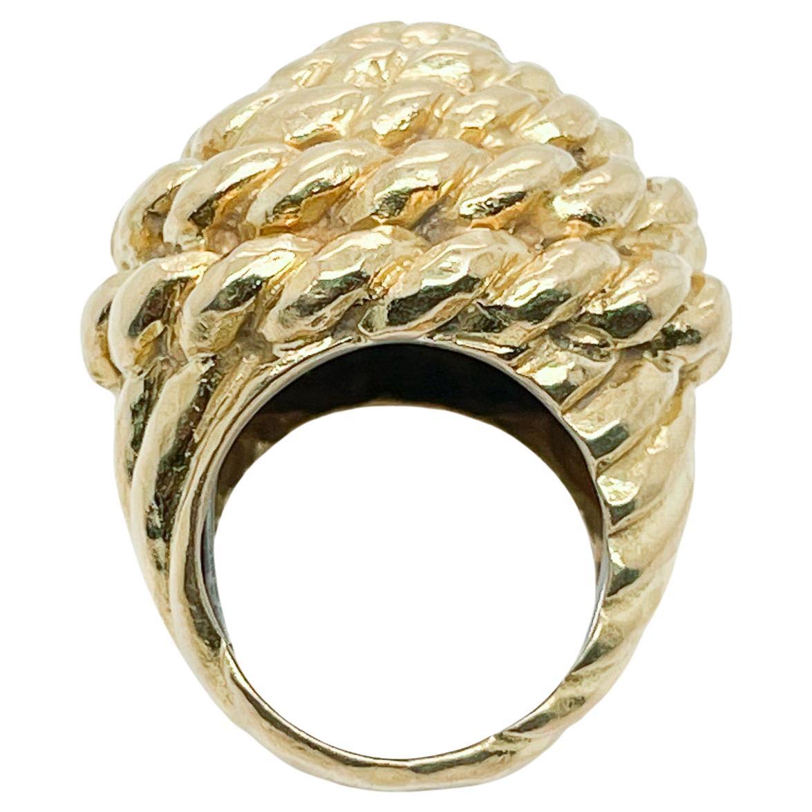 David Webb 18 Karat Gold Coiled Rope Cocktail Ring For Sale