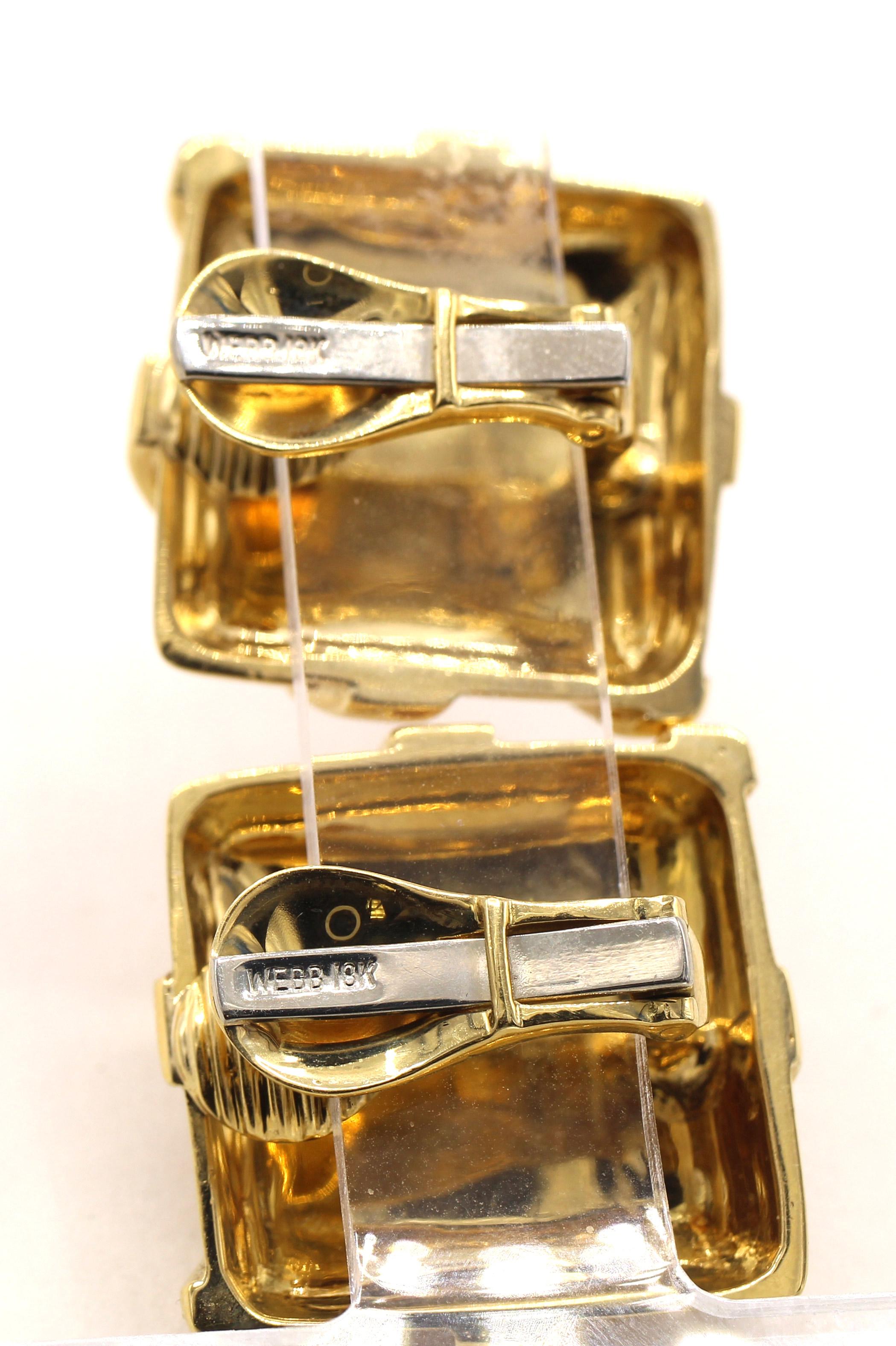 David Webb 18 Karat Gold Ear Clips For Sale 1