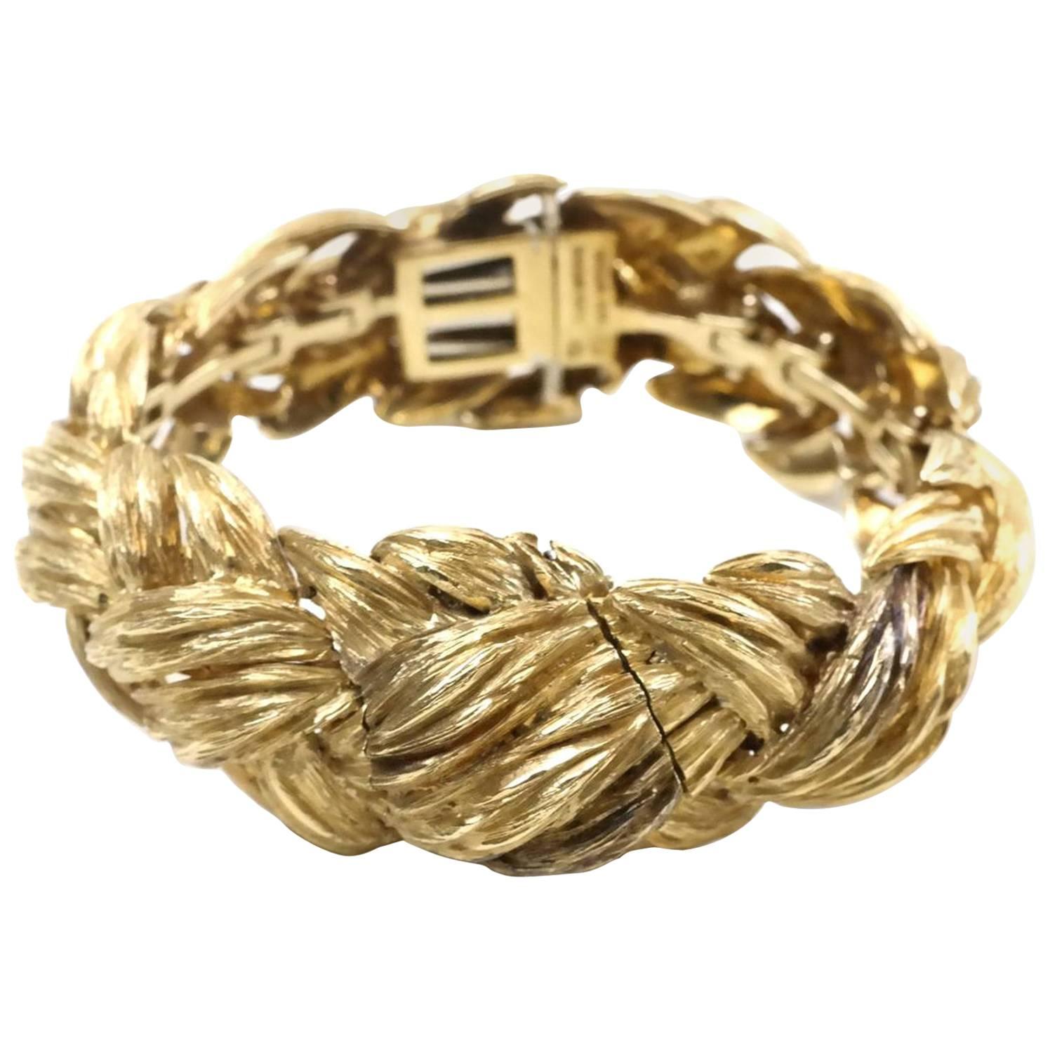 David Webb 18-Karat Gold Weave Watch Bracelet