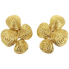 David Webb Zen Yellow Gold Clip Earrings