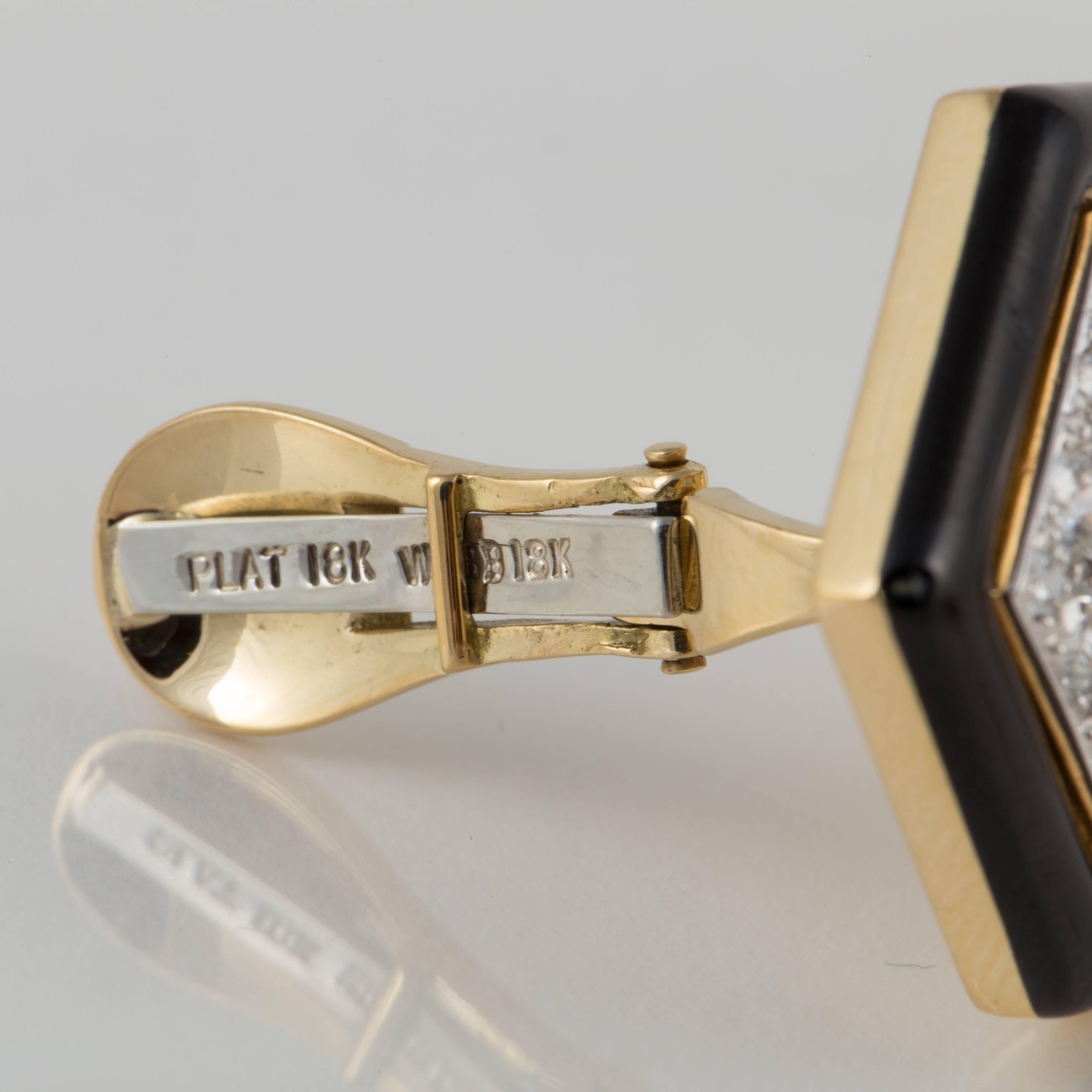 Ohrringe aus schwarzer Emaille mit Perlen und Diamanten von David Webb im Zustand „Gut“ im Angebot in Houston, TX