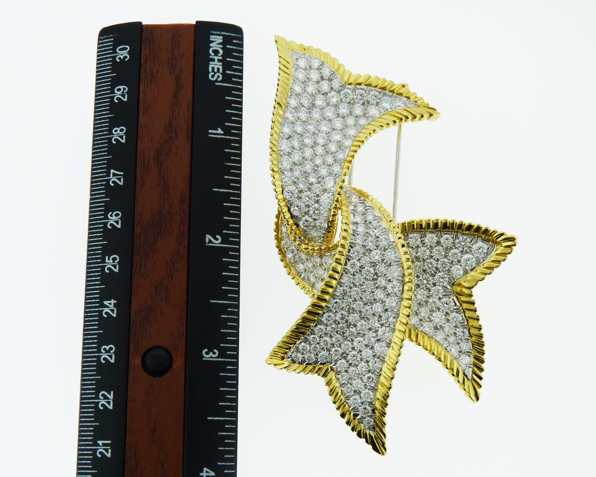 Contemporary David Webb Diamond Ribbon Brooch, Large Model For Sale