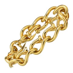 David Webb 18 Karat Yellow Gold Bent Nail Link Bracelet