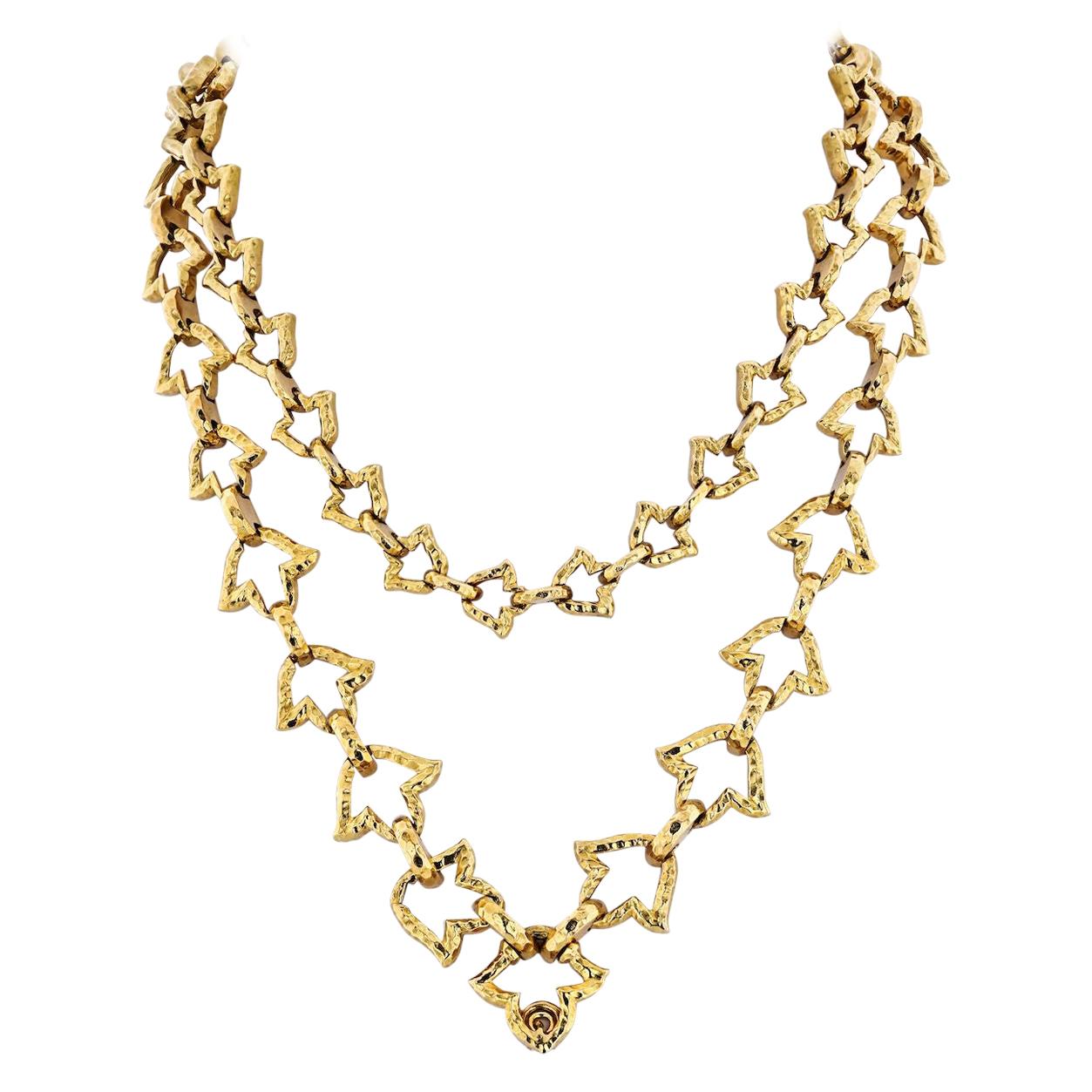 David Webb 18 Karat Yellow Gold Chain Link Necklace