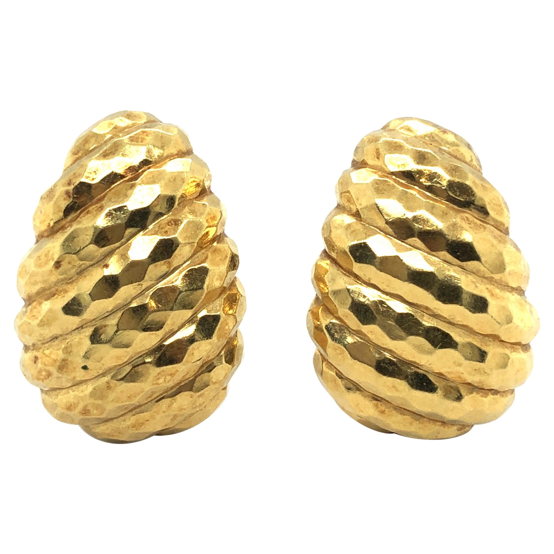 David Webb 18 Karat Gelbgold Vintage Ohrclips mit Clip
