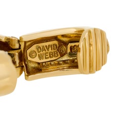 David Webb 18 Karat Yellow Gold Diamond Hoop Earrings